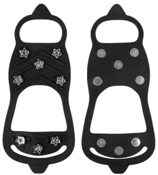 XKSOCT 8 Clous à Neige Grips Crampons Crampons Pointes,Crampons,Crampons Antidérapants,Crampons à Neige,Glace Traction Crampons Antidérapant sur Chaussures,pour la randonnée,l'escalade,la Marche