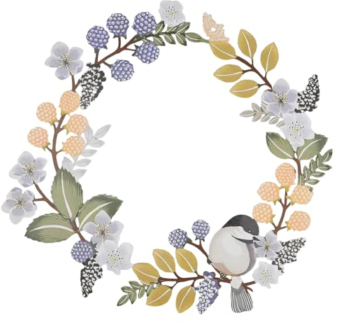 YunBey Decorative Wreath Metal Front Door Wreath Flower with Birds Door Decorations Outdoor All Year Wreath for Front Door Wall Decoration Wedding Party