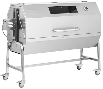 Royal Catering RCSG-61PP Spanferkelgrill 40 kg Länge Grillspieß: 138 cm mit Abdeckung & Thermometer Spießgrill Lammgrill Edelstahl