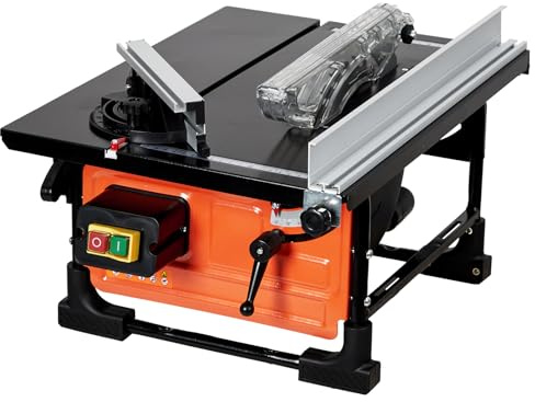 Table Saw for Jobsite 8-inch, 6.7-Amp Copper Motor, Cutting Speed up to 3576RPM, 24T Blade, Compact Portable Table Saw Kit, with Sliding Miter Gauge DIY Woodworking and Furniture Making, Orange