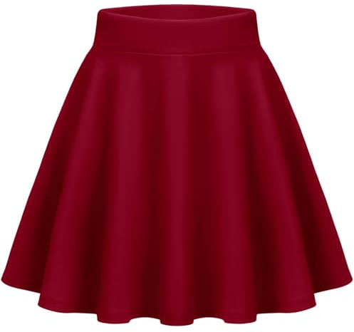 Zeagoo Mujer Falda Elástica Plisada Minifalda Básica Informal Corto Falda Verano Burdeos S