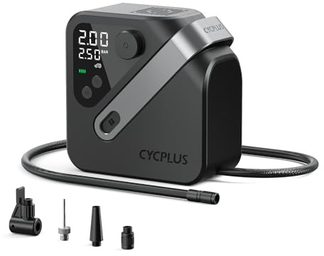CYCPLUS AL7 Elektrische Luftpumpe, Hochleistungs-Kompressor, Tragbar | 4× schnelleres Aufpumpen, für Fahrrad Auto Lkw Pick-up SUV, leistungsstarker Motor, kompakt & robust