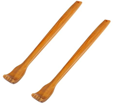 2 Stück Holz Rückenkratzer Juckreiz Kratzwerkzeug für Rücken | Lochdesign, Glatte Kanten, Fingerähnlicher Kratzstab, Geeignet für Reisen und Unterwegs