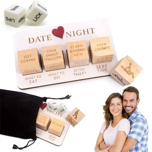 Sprießen 9 Pezzi Dadi Per Appuntamenti Notturni Per Coppie, Dadi Date Night, Dadi Notturni In Legno, Giochi Di Romantici Per Adulti, Divertente Regalo San, Giochi Hot Per Coppie Adulti