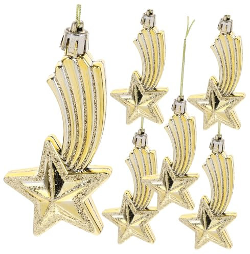 CONGARTENO 6stücke Weihnachtsbaum Anhänger Sterne Goldene Christbaumdeko Hängend Festliche Weihnachtsbaum Schmuck Für Xmas Party Deko Vielseitig Für Hotels Büros Feste