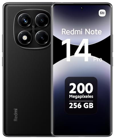 Smartphone Xiaomi Redmi Note 14 Pro, 8+256GB, fotocamera AI da 200MP, batteria da 5500mAh, fotocamera selfie da 32MP, funzionalità AI (caricabatterie non incluso), Nero