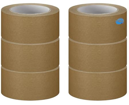 SIMPLETEK - 6 X Rouleau Ruban Adhésif En Papier Marron E-Commerce Emballage Paquets Déménagement Eco 100% Recyclé 50 mètres X 50 mm (6 pièces)