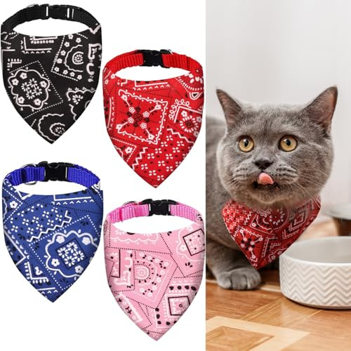 DILUSILK 4pcs Dog Bandanas Adjustable for Small Medium Pets Dogs and Cats