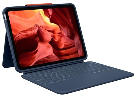 Logitech Rugged Combo 4, custodia protettiva con tastiera - ITA QWERTY | iPad(10a gen, A16), Smart Connector, tastiera impermeabile - Blu
