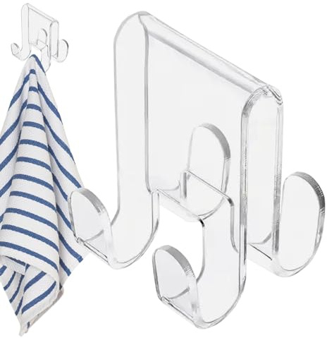 Crochet de porte pour peignoir et serviette - Crochet de porte pour la douche, crochet de serviette de douche en acrylique | Crochet autocollant pour porte de douche peu encombrant pour vêtements