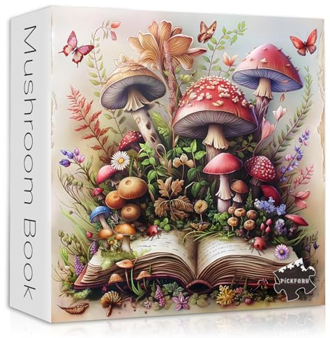 Pilz Puzzle 1000 Teile, Zauberbuch Pflanze Blume Puzzles Vintage, Herausfordernd für Erwachsene