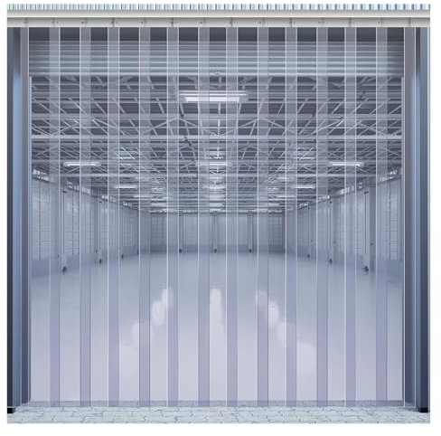 QHLTY PVC Streifenvorhang, Industrieller Streifenvorhang Transparent Wasserdicht Kunststoffstreifen Türvorhang für Garage, Geschäft(165x210cm)