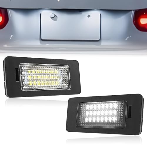SYudwen LED License Plate Light Tag Lamp Assembly, Compatible with BMVV 1 Series E82 E88 2007-2012, 3 Series E90 E91 2006-2011, E92 E93 2007-2012 etc, Powered by 24-SMD 6000K(2 Pcs White)