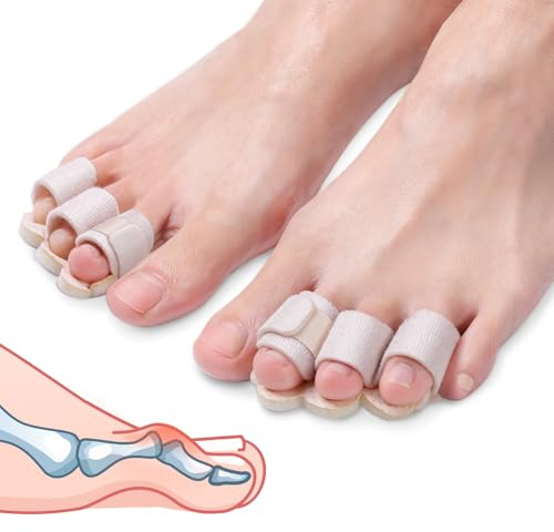 Pozpo Tech Hammer Toe Straightener Corrector Splint Brace for Women fit 2nd 3rd and 4th Toes - (M-Beige) - 1 Pair