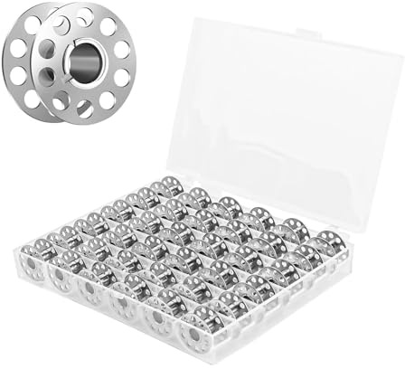 SHENGYIG 36 Metall-Unterfadenspulen für Nähmaschinen (7mm Innendurchmesser) | Leere Spulen mit transparenter Aufbewahrungsbox, Universell kompatibel, Nähzubehör für DIY & Nähen