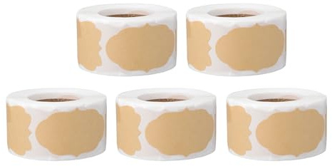 Luqeeg 1250 Stück 5 x 3 cm Kraft Etikettenaufkleber Selbstklebend Blanko Klebeaufkleber Flaschenetiketten für Glas Flasche Behälter Lebensmittelaufbewahrung Geschenkdekoration