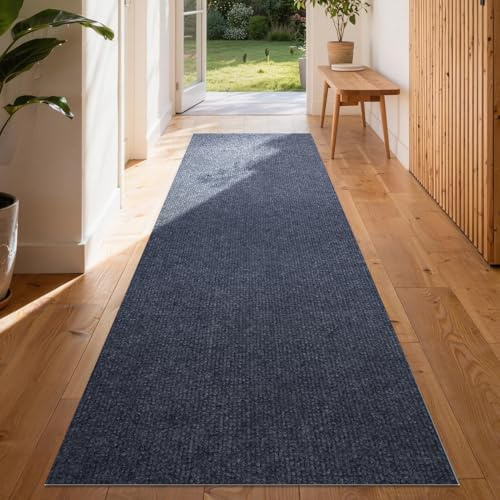 Homwiz Alfombra Pasillo Larga Lavable Antideslizante, Alfombras Autoadhesiva Entrada Cocina Dormitorio Sala Recibidor, Alfombra Limpieza Felpudo Atrapa Suciedad Interior (240x60 cm, Gris Oscuro)