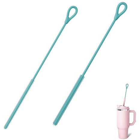 2 Stück Silikon Strohhalm Bürste,Strohhalm Reinigungsbürste,Strohhalmbürsten,Straw Cleaner Brush,Wiederverwendbare Strohhalmbürste,Weiche Trinkhalm Bürste für Strohhalme Reiniger,Rutschfester Griff