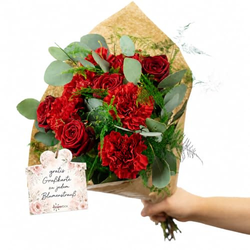 Flowerbox Blumenstrauß 'Ruby Harmony' - Größe M - Stiellänge ca. 50 cm - Strauß frischer Blumen