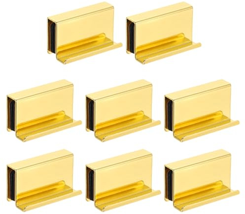 QUARKZMAN 8Pcs Maniglia A Dito In Vetro Da 1.6 Clip Per Porte A Vetro Oro | Maniglia Nascosta Per Cassetti Armadi Vetrine Mobili