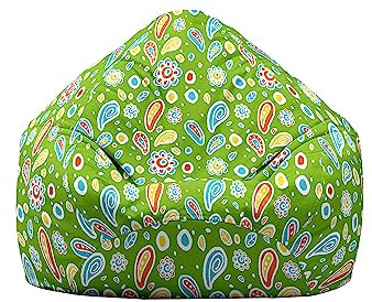 Hiseng Funda de puf, Bohemia Sillón de Pera sin Relleno,Sofa Puff Gaming Salon Funda Moderno Sin Relleno para Niños y Adultos, Bean Bag con Asa para Salón (Verde Fruta,90x110cm)