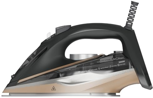 Solac – Plancha ropa Optima Shine 3200W | Suela Bi-Flow Steam | Golpe vapor 240g/min | Vapor Continuo 45g/min | Rápido calentamiento 30s | Antical | Antigoteo | Autolimpieza