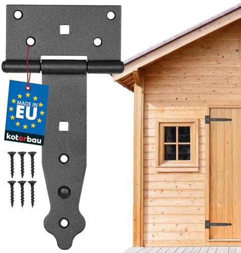 KOTARBAU® Cerniera a croce nera da 150 mm, per porta da giardino, rivestimento in polvere