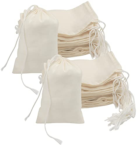 Belle Vous 50er Pack Natürliche Stoffbeutel mit Kordelzug - 10x15 cm - 50 Baumwoll Jutebeutel unbedruckt zum bemalen - Stofftasche Stoffbeutel klein aus Baumwolle - Baumwollbeutel