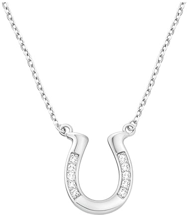 Sofia Milani - Damen Halskette 925 Silber - mit Zirkonia Steinen - Hufeisen Pferd Anhänger - 50331