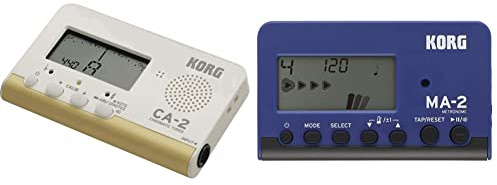 KORG MA-2Metrónomo digital de bolsillo con pantalla LCD, azul y negro + Afinador digital cromático Korg CA-2 para instrumentos de cuerda e instrumentos de viento