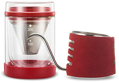RANRANHOME Cafetera Tetera De Goteo, Cafetera De Goteo Largo Y Estrecho En Cafetera De Goteo con Filtro De Café Separable Sin Papel para Café De Goteo, 200 Ml