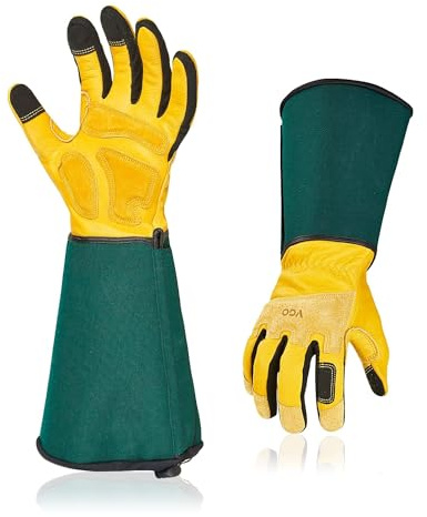 Vgo... 1 Paar Gartenhandschuhe aus Leder, Sicherheitshandschuhe, lange Ärmel, durchstichsicher, dornensicher, rutschfest(CA7472)