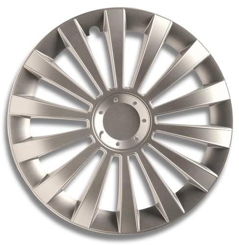 Kuglo Meridi Radkappen 14 Zoll Silber, 4er-Set für Stahlfelgen | Schlagfester, witterungsbeständiger Kunststoff mit Metallspannring und werkzeugloser Clip-Montage