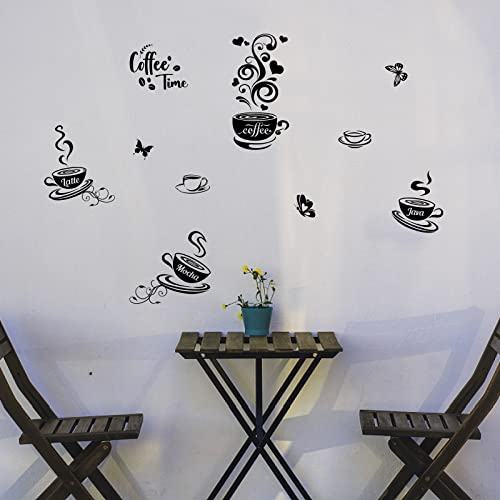 SUPERDANT Adesivi da Parete Coffee Time Adesivi Murali Decalcomanie Vinile Wall Decor Fai Da Te Dire Decorazione Della Caffetteria Murali Accessori per il Caffè per Cucina Coffee Bar Decor