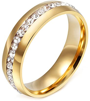 Ayoiow Ring Gothic Damen, Edelstahl Ringe für Damen 5 mm Zirkonia Freundschaftsringe Silber Gold