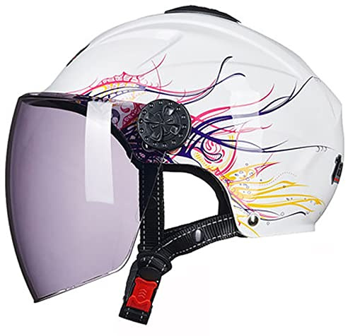 JATIBOSH Attache Fermement Vintage Casque Portable Et Sûre Cyclomoteur Casque, RéTro Demi Casque Boucle De Sécurité À Prise Rapide Casque Moto, pour Adapté Aux Motos ÉLectriques ECE Certifiés