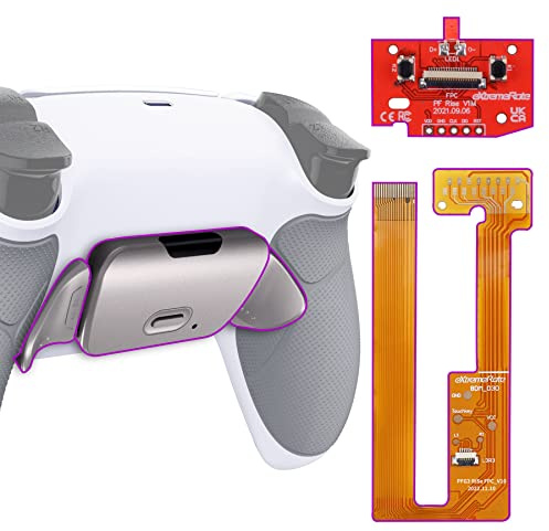 eXtremeRate Rise Remap Kit Programmabile per ps5 Controller BDM-030/040/050,Palette in Metallo Tasti Pulsanti Aggiuntivi Back Button Cover Posteriore per ps5 Joystick-Bianco Grip