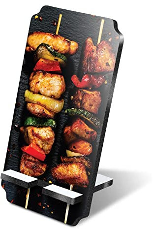 Destination Vinyl Ltd 1 x 5mm MDF Mobile Phone Stand - BBQ Kababs Grill Tasty Food Wooden Stand Holder for Mobile Phone, Smartphone #2655