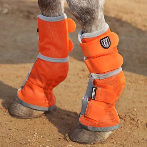 Harrison Howard Stivali da mosca per cavalli, vestibilità perfetta, sagomati, protezioni per le gambe, stivali a rete densa con comfort ventilato, protezione affidabile dagli elementi estivi, set di 2