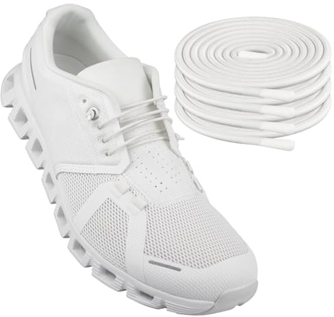 Endoto 2 Paare Schnürsenkel für ON Cloud 5 & 6 Schuhe, Ersatz Elastische Ohne Binden Gummi Rund Schuhbänder Laces Shoelaces für Running Sneaker (Weiß, 24 Zoll)
