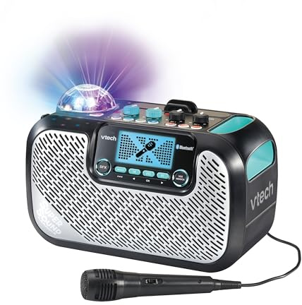 VTech - Super Sound Karaoke, Altavoz Karaoke portátil con micrófono, Bola de Discoteca iluminada giratoria, Bluetooth, Entrada Auriculares, Regalo niños +14 años, Contenido en Español