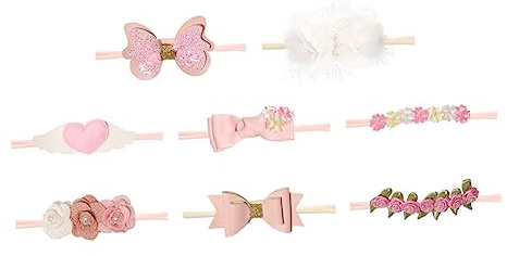 VICASKY 8stücke Blumen Stirnband Mit Schleife Neugeborenen Haarband Haarschleifen Für Junge Mädchen Geeignet Für Verschiedene Anlässe Und Kostüme