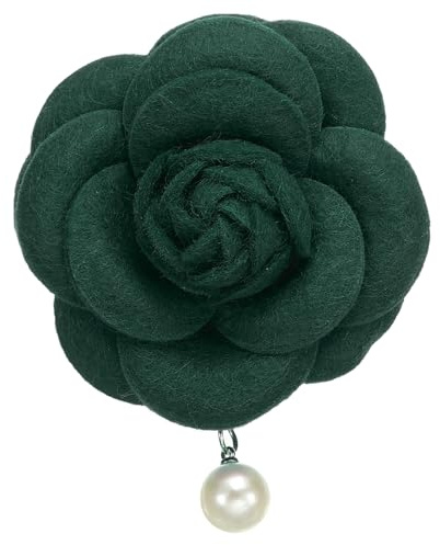 PATIKIL Broche fleur de camélia, broche vintage en tissu avec perles artificielles, épingles florales élégantes pour femme, chapeau, robe, chemise, cravate, corsage