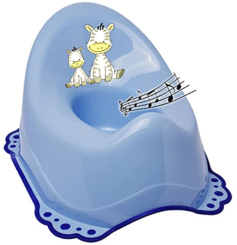 alles-meine.de GmbH Musik & Sound - Anti RUTSCH - Töpfchen/Nachttopf/Babytopf - blau Tiere - Zebra Bieco - Melody - mit großer Lehne + Spritzschutz - rutschfest antirutsc..