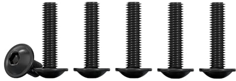 Drenky Flanged Button Head Screws M5 X 25mm Black Socket Flanged Button Screws 304 Stainless Steel Hexagon Socket Pan Head Machine Screw Fully Thread, Rustproof (Pack of 20)