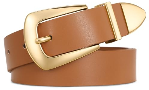WHIPPY Damen Ledergürtel für Jeans Hosen Kleider modischer Damen Western Leder Gürtel mit goldene Schnalle