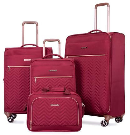 Travelhouse Softside 3 Piece Luggage Sets, 4 Piece Expandable Soft Sided Suitcase with Spinner Wheels, Lightweight Travel Set with Underseat Duffel Bag (16/20/24/28)