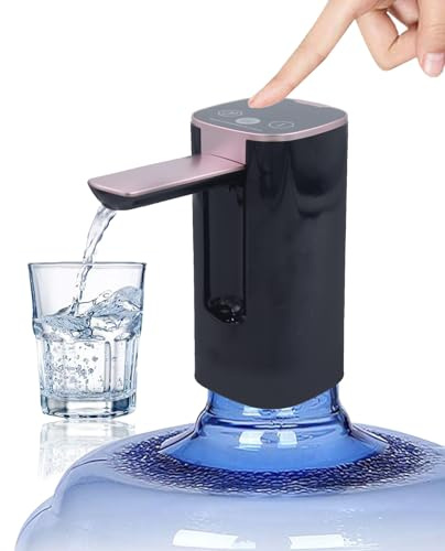 HUAPPNIO Electric Water Bottle Pump Rechargeable Water Dispenser Autofolding Spout Smart Portable USB Charging for Kitchen Office Home Camping Bedroom Campervan Black