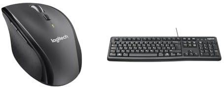 Logitech M705 Marathon Wireless Mouse, 2.4 GHz USB Unifying Receiver, 1000 DPI & K120 Wired Keyboard for Windows, USB Plug-and-Play, Full-Size, Spill-Resistant, Curved Space Bar