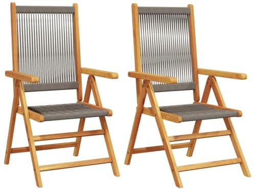 vidaXL Klappstühle, 2 Stück, grau, Massivholz Akazie und Polypropylen